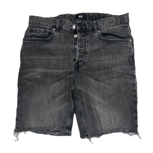 H&M Other - H&M Men’s Size 30 Black Gray Denim Jeans Y2K Cut Off Shorts Excellent Condition
